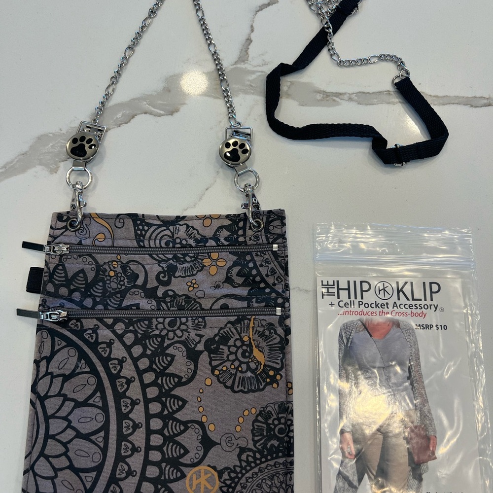 Gray Patterned Crossbody or Hip Bag